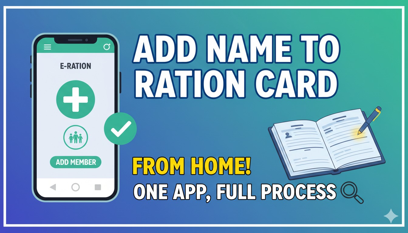 मोबाइल फोन पर मेरा राशन ऐप से राशन कार्ड अपडेट करते व्यक्ति.