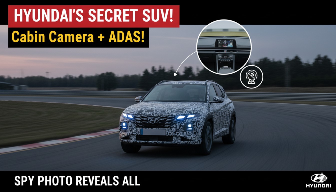 हुंडई की नई SUV की स्पाई इमेज टेस्टिंग के दौरान।