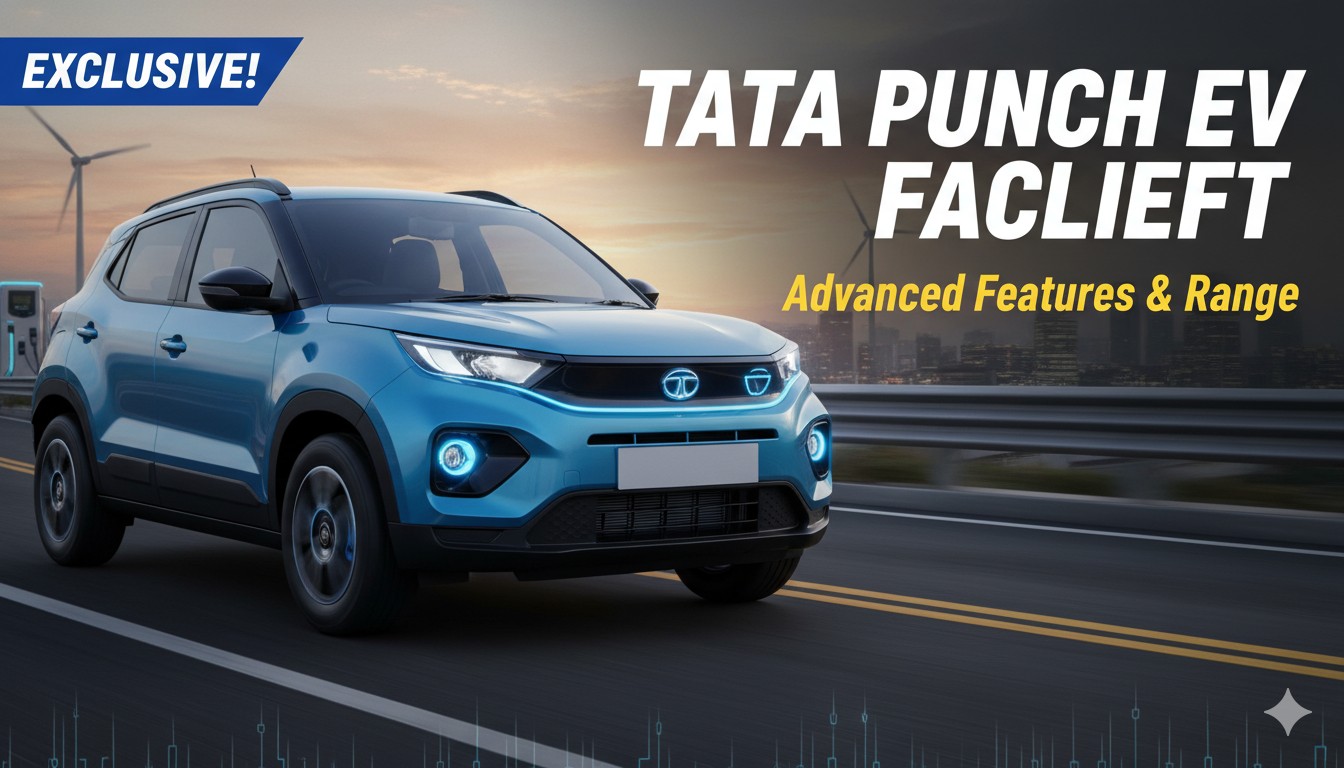 Alt Text for featured image : टाटा पंच ईवी फेसलिफ्ट बिना कवर के स्पॉट हुई, नए LED DRLs और रीडिजाइन फ्रंट के साथ
